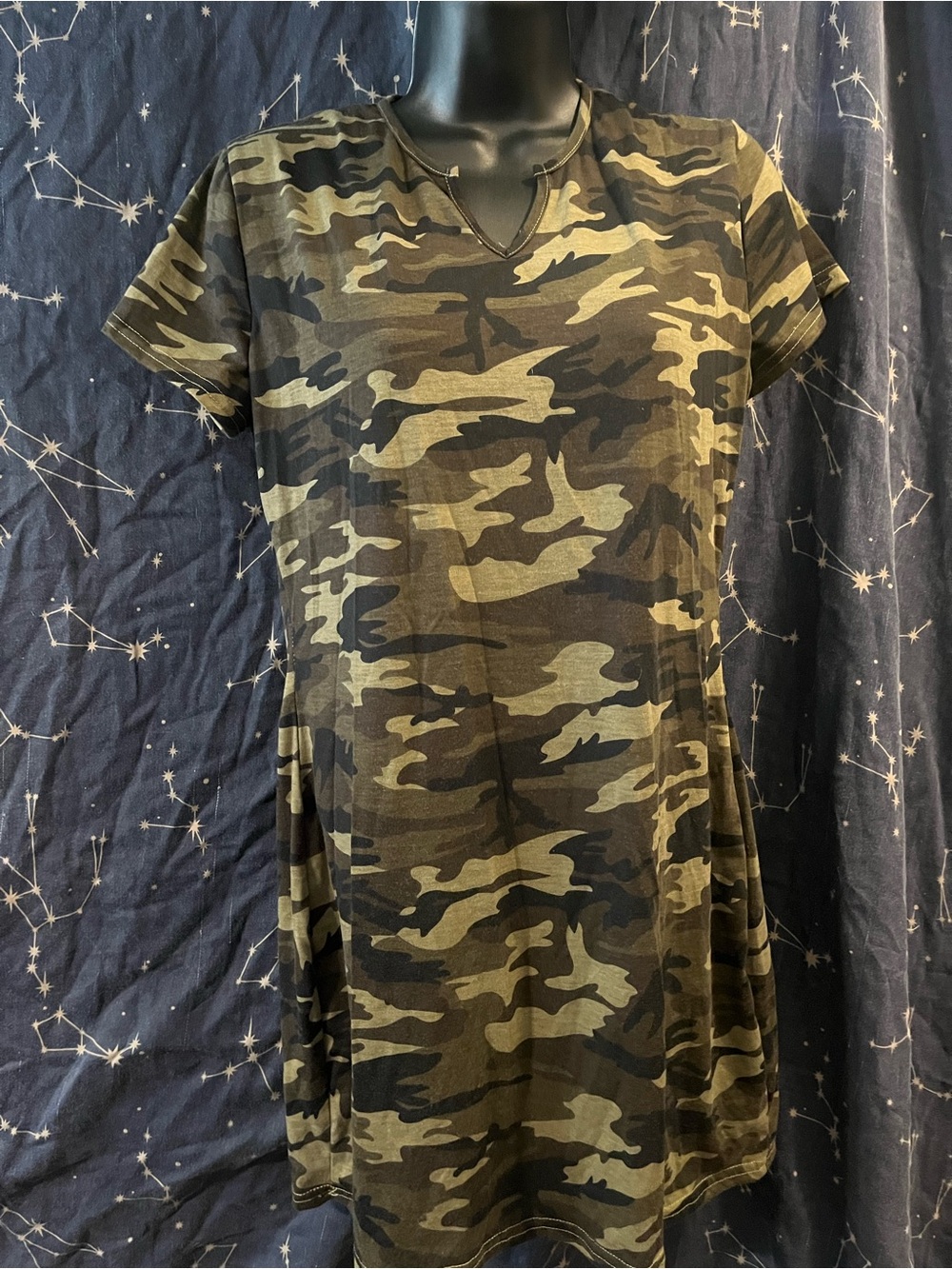 Camouflage Mini Dress — Olive Green Camo